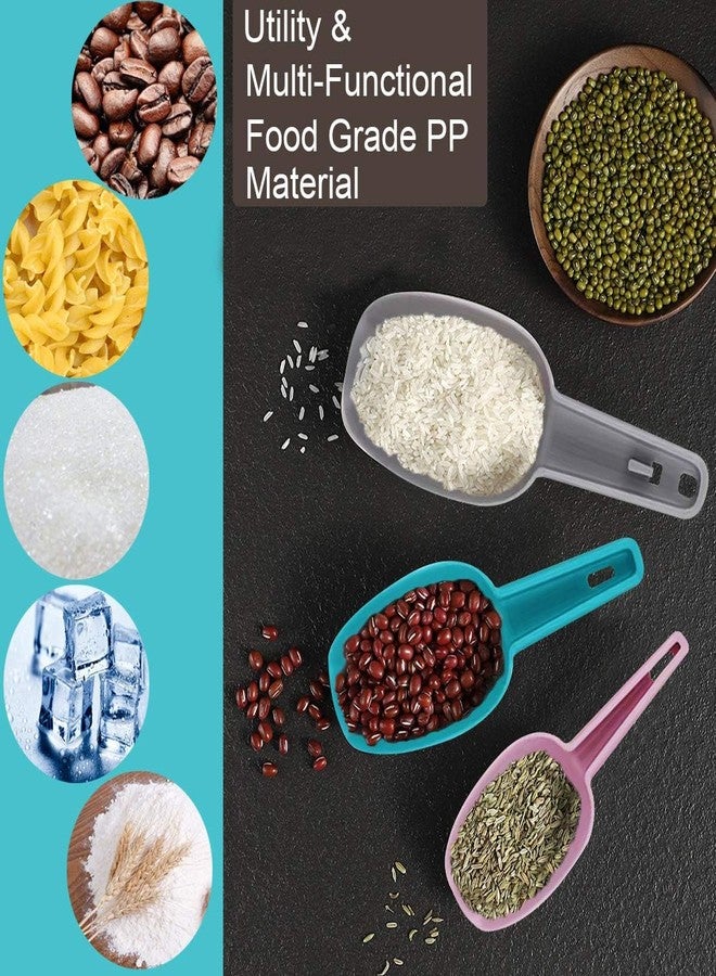 Krizkey 3 Pcs Multi-Purpose Plastic Nesting Scoop Spoons for Canisters Flour Cereal Popcorn Scoop Set Kirana Shop, Grocery, Grains, Sugar, Atta, Rice, Masala Powder, Ice Cream - Image 4